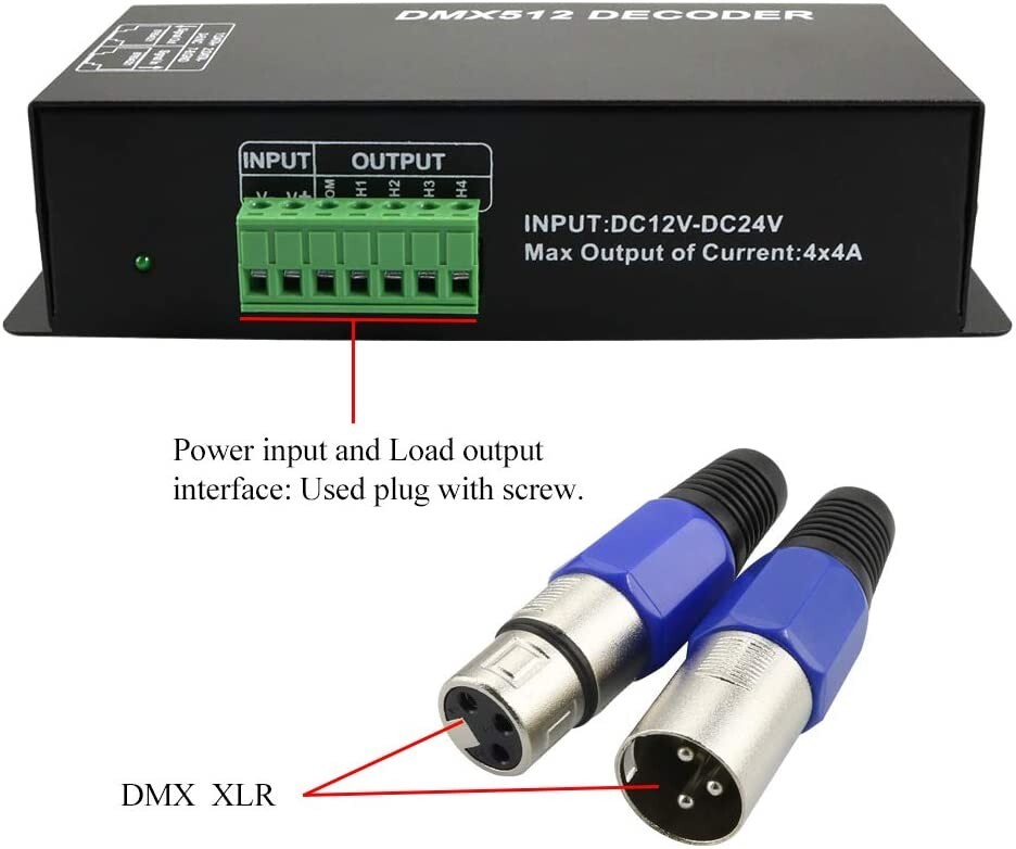 LED RGBW Controller 4x4A Decoder With Digital Display 4 Channel DMX512-4CH