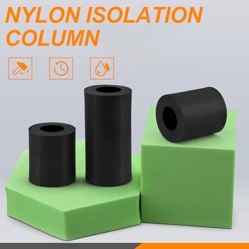 270Pcs 18 Sizes M3 M4 M5 M6 Nylon Round Spacer Standoff Assortment Kit Black