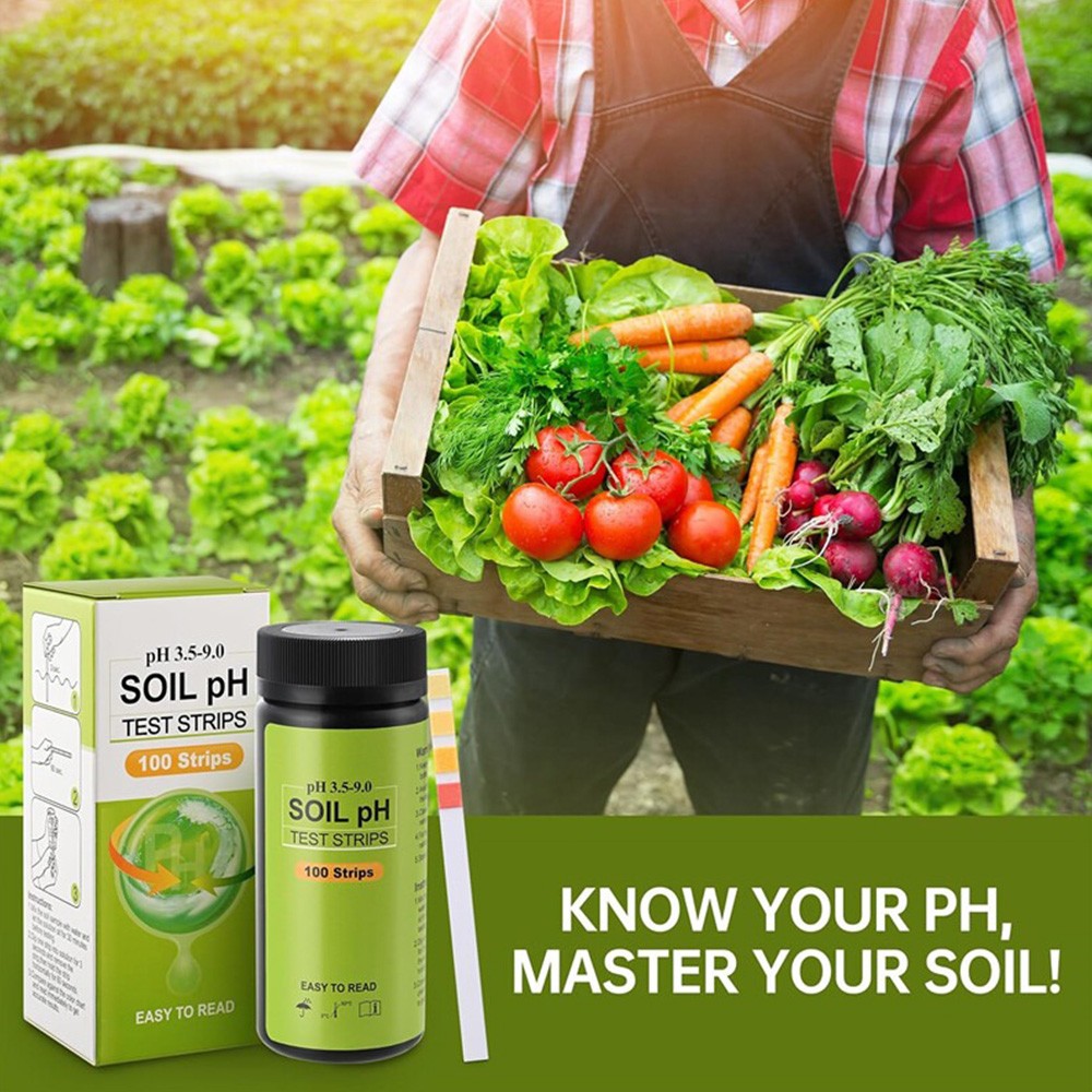 Soil PH Test Kit Soil PH Tester Strips(3.5-9 Range),100 Strips Test Soil Plants