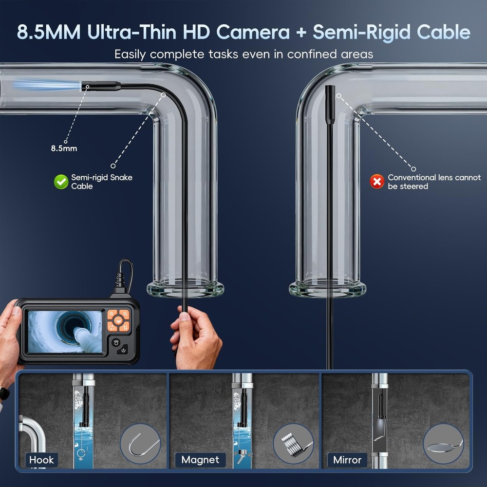 Industrial Endoscope Borescope Camera W/ Light 4.3'' HD Digital Handheld