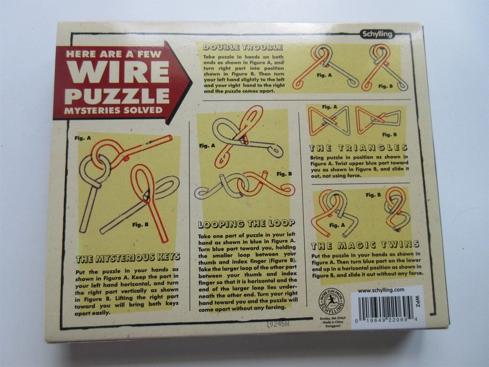 Schylling Wire Puzzles New In Box. 12 Puzzles