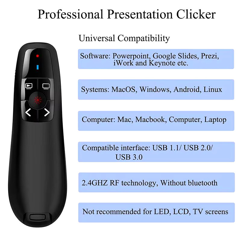Wireless Remote Presenter with USB Receiver for PowerPoint and Presentations