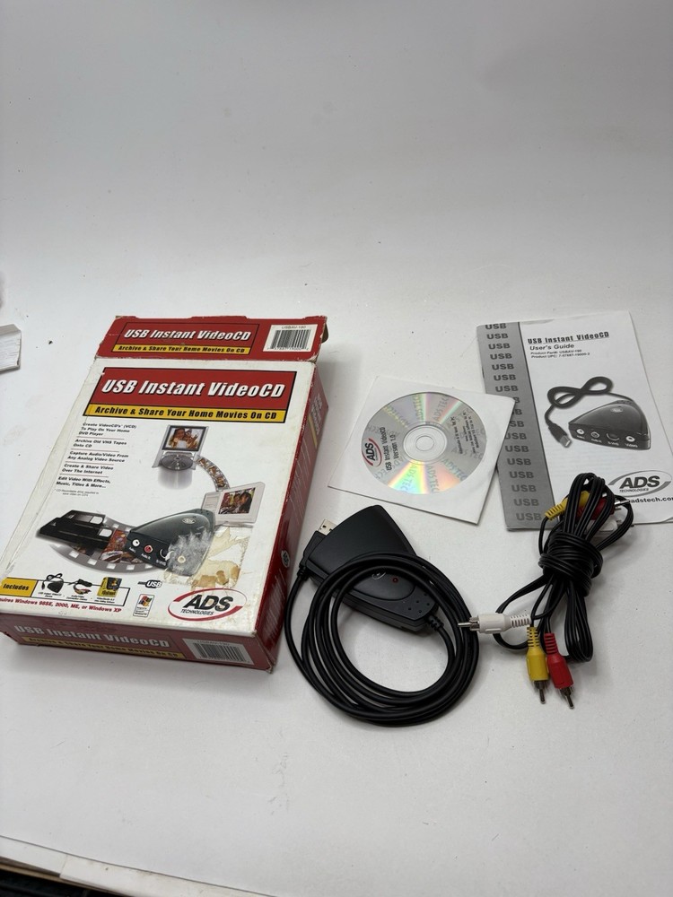 ADS USB Instant VideoCD Capture Device w/ Software, Cables & Manual – Vintage PC