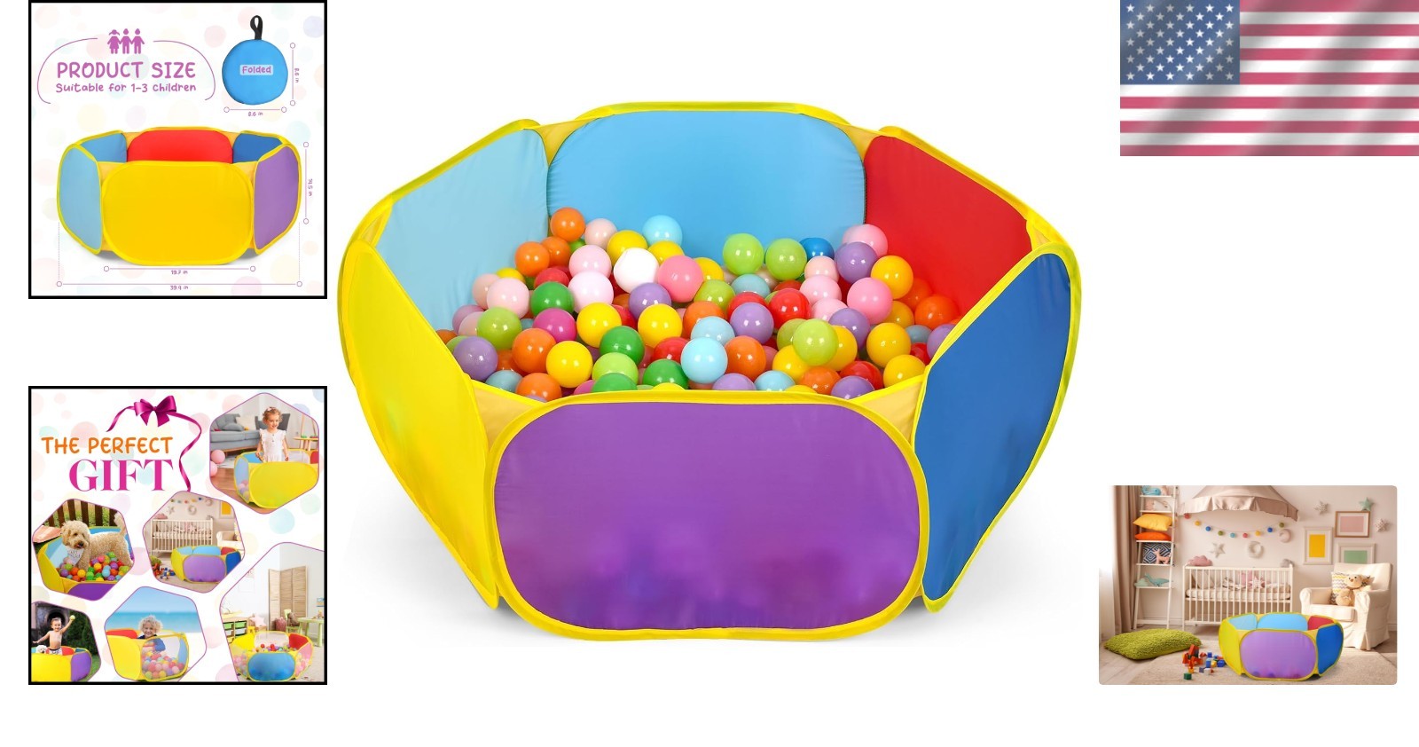 Creative Play Zone: Extra Large Multicolor Toddler Ball Pit with Storage Bag