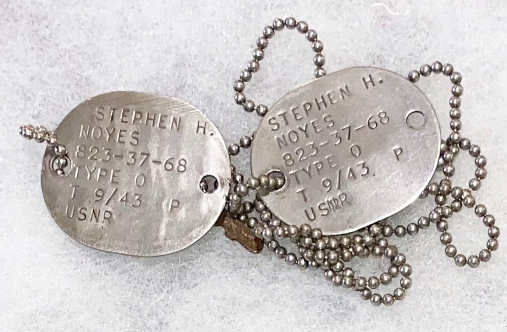 WWII USNR Stephen Noyes T-43 Dog Tag Set