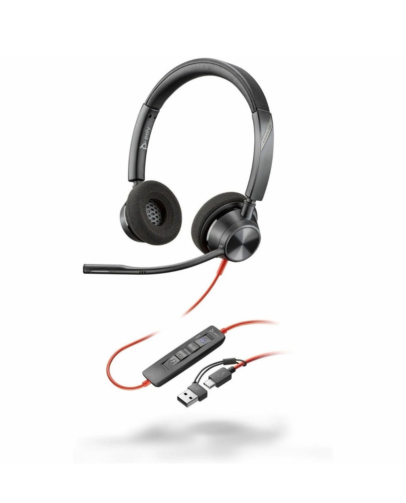 Poly Blackwire 3320 Stereo Microsoft Teams Certified USB-C Headset + USB-C/A