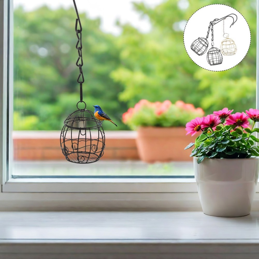3PCS Empty Bird Nesting Material Holder: Outdoor Hanging Iron Cage - Refillable