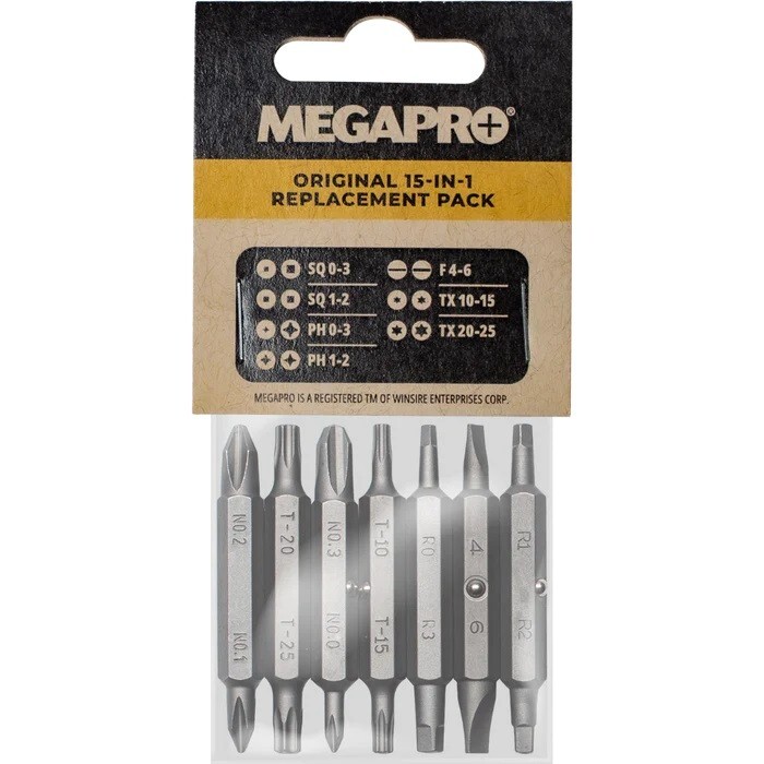 Megapro Screwdriver Replacement Bit Set Phillips Flat Torx Square 151NAS