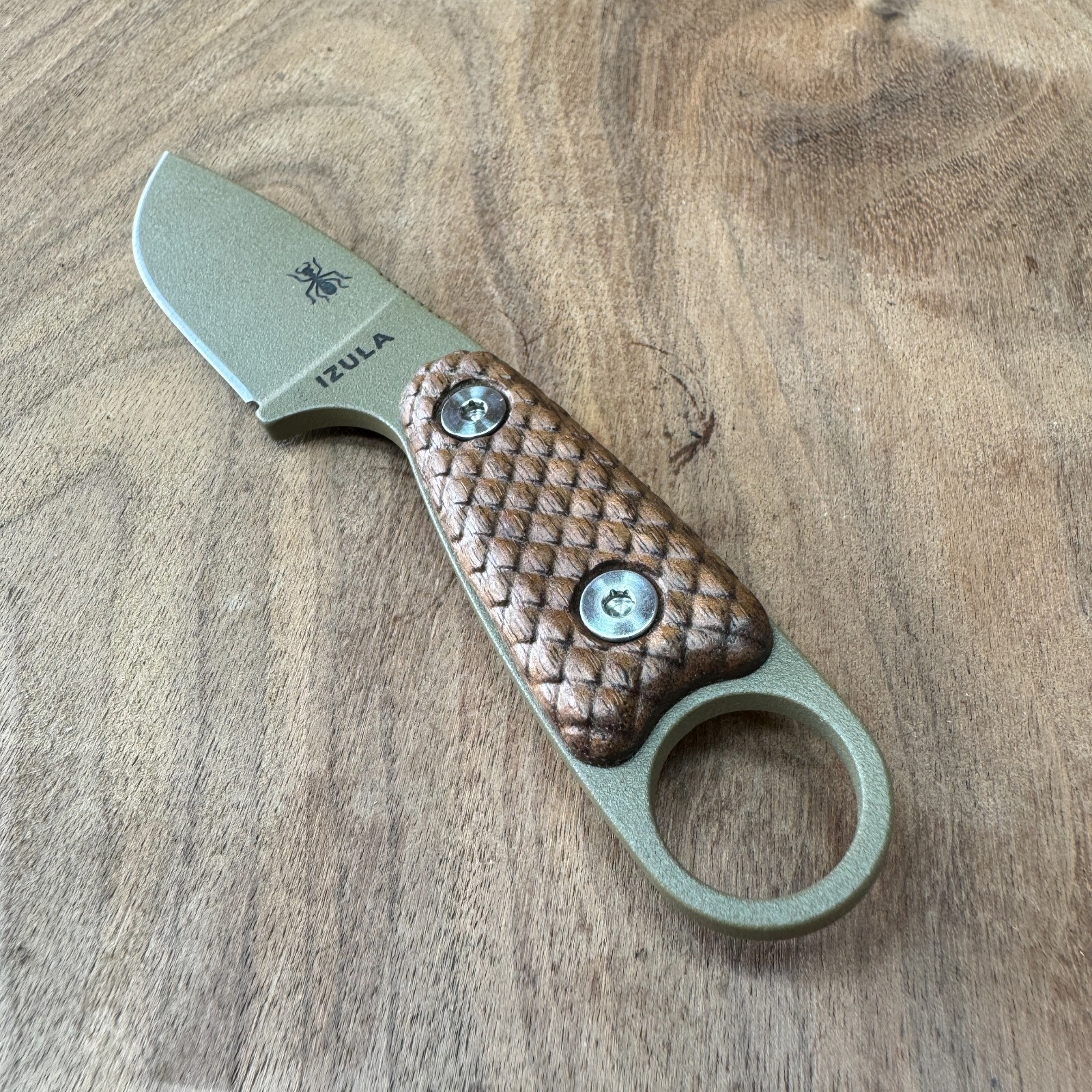 Dragonscale scales compatible with ESEE Izula knife Walnut