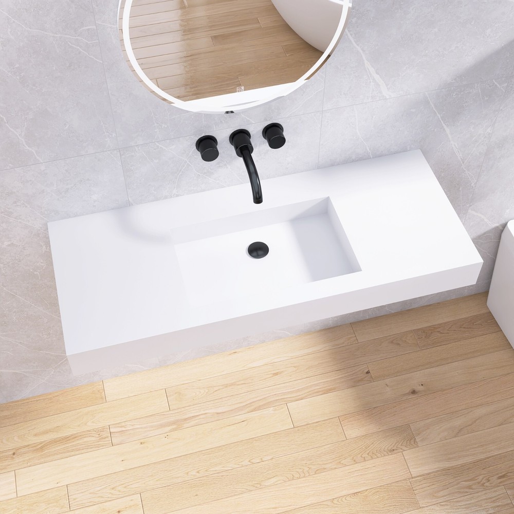 47'' Wall Mounted single Bathroom Sink Solid Surface Bathroom Vessel Sink
