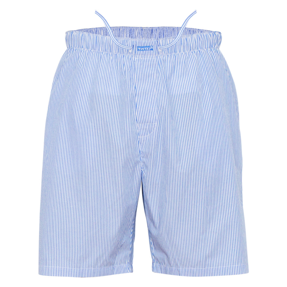 Ritzy Men's Sleep Short Pajama 100% Cotton Plaid Woven Comfortsoft- B&W Stripes