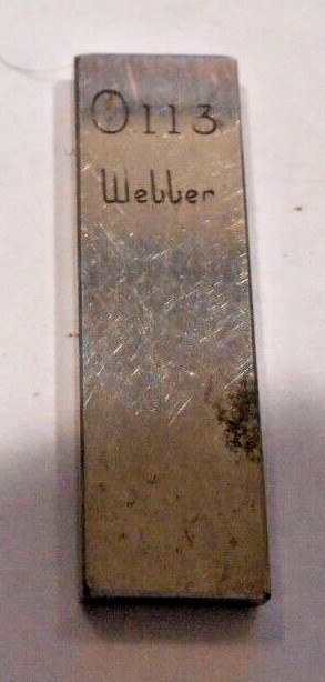 .113 Rectangular Steel Gage Block. WEBBER