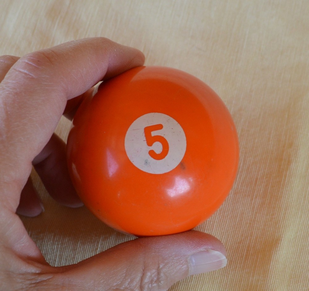 Vintage Pool Ball No. 5 Solid Orange Replacement Re-purpose