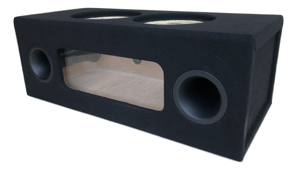 2 Two 10" Custom Ported Sub Box Subwoofer Enclosure with Plexiglass Window BIRCH