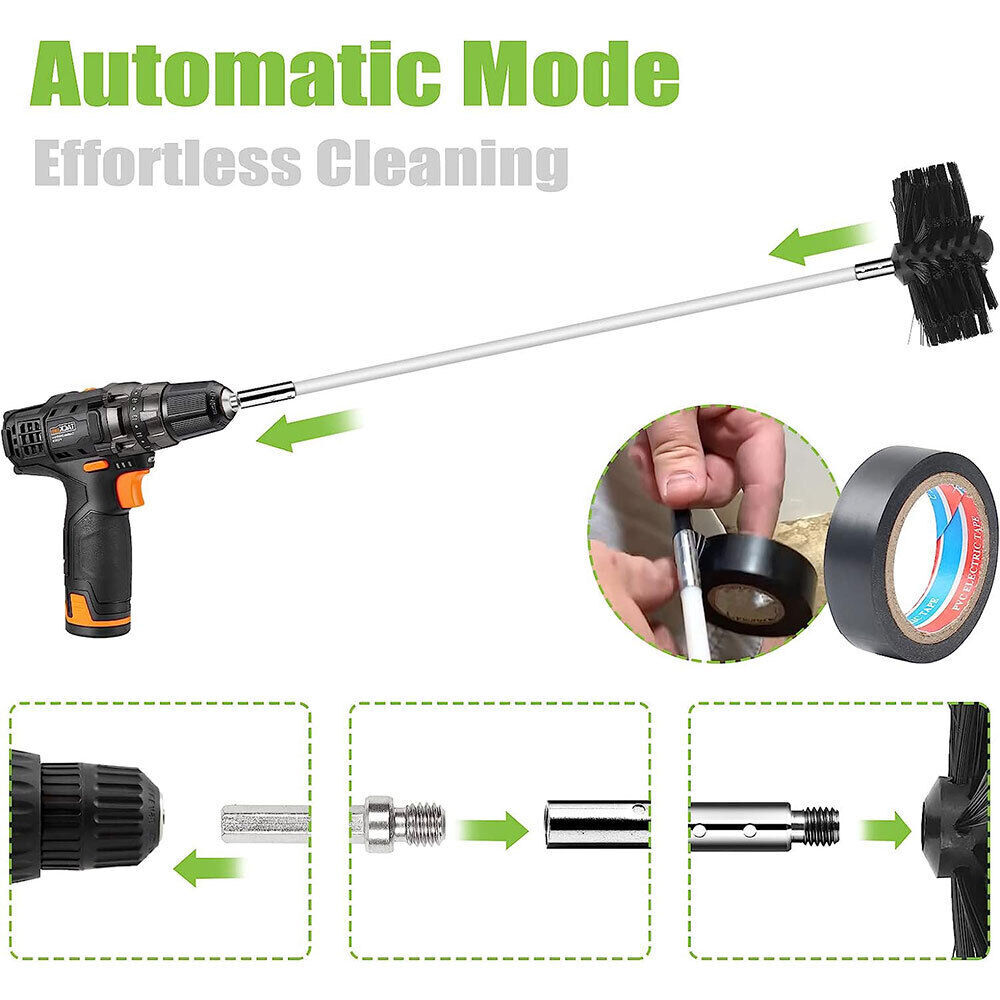 24pcs Flue Sweeping Brush & Rod Kit Soot cleaning Rods Chimney Sweep Set Plastic