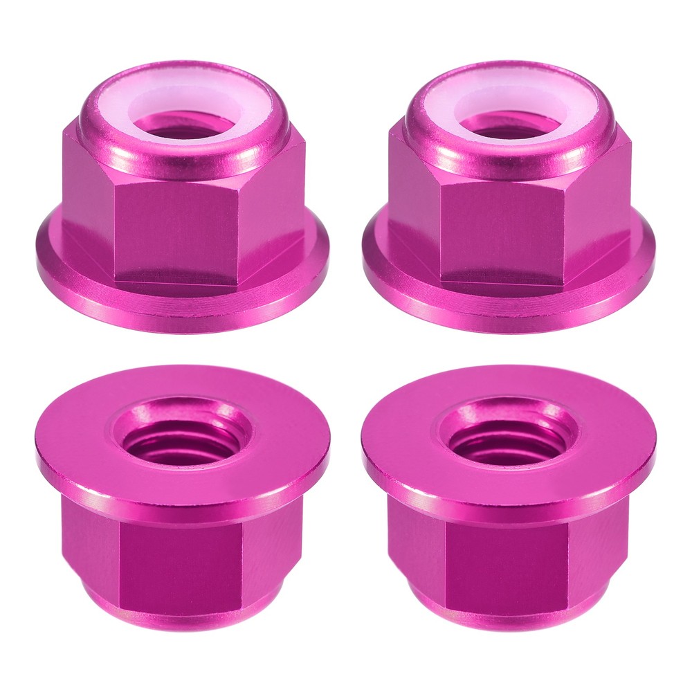 Nylon Insert Hex Lock Nuts, 4pcs - M8x1.25mm Self-Locking Nut(Pink)