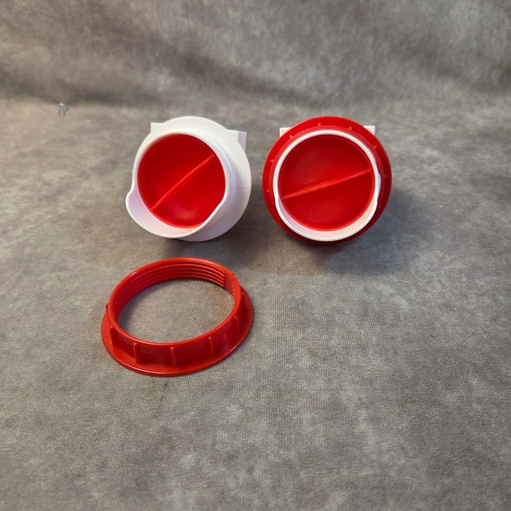 Laundry Detergent Bottle Replacement Spouts and Ring Red White Plastic 2PC Set