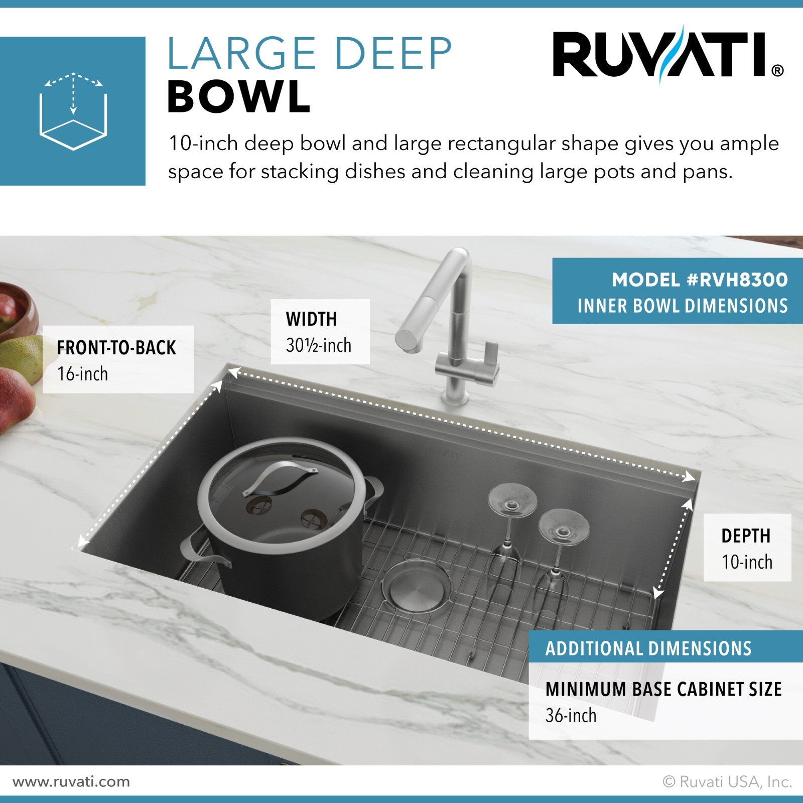 Ruvati 32-inch Undermount Workstation Kitchen Sink Single Bowl - RVH8300
