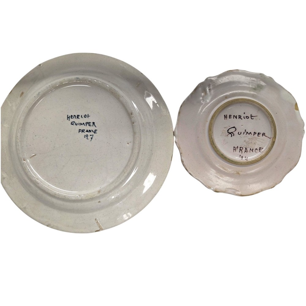 C020 13 pc QUIMPER-OPEN SALTS, SMALL PLATES, etc.
