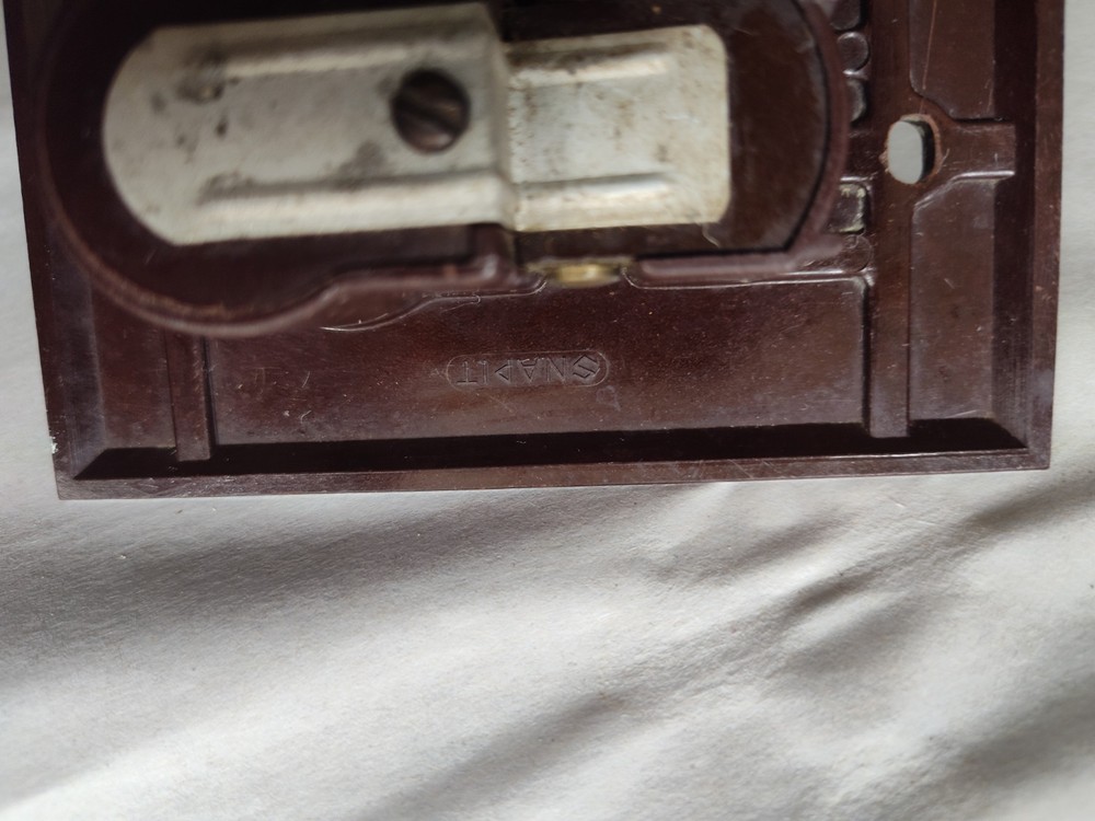 Snapit Dashed Fine Lines Brown Bakelite Textured Switch with indicator light vtg