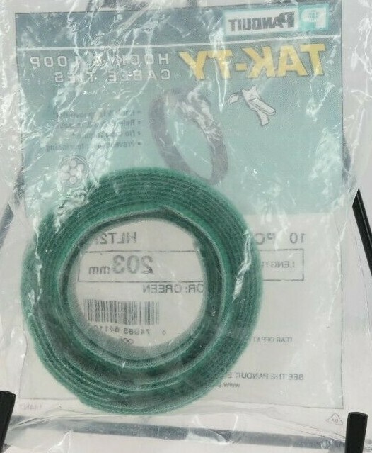 Hook and Loop Reusable Cable Ties 8" x 1/2" Green TF