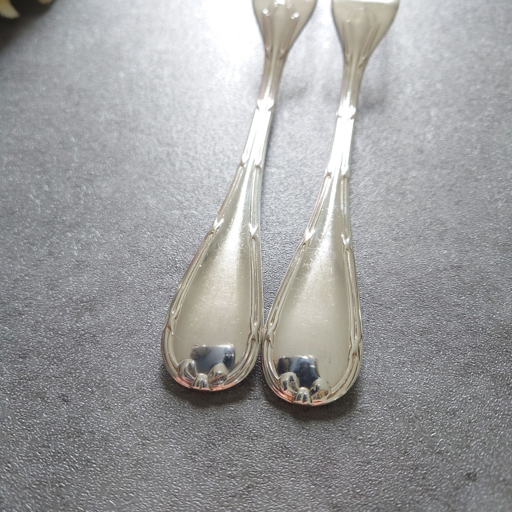 Christofle Rubans 2pcs Silverplate Flatware Dessert Fork Excellent