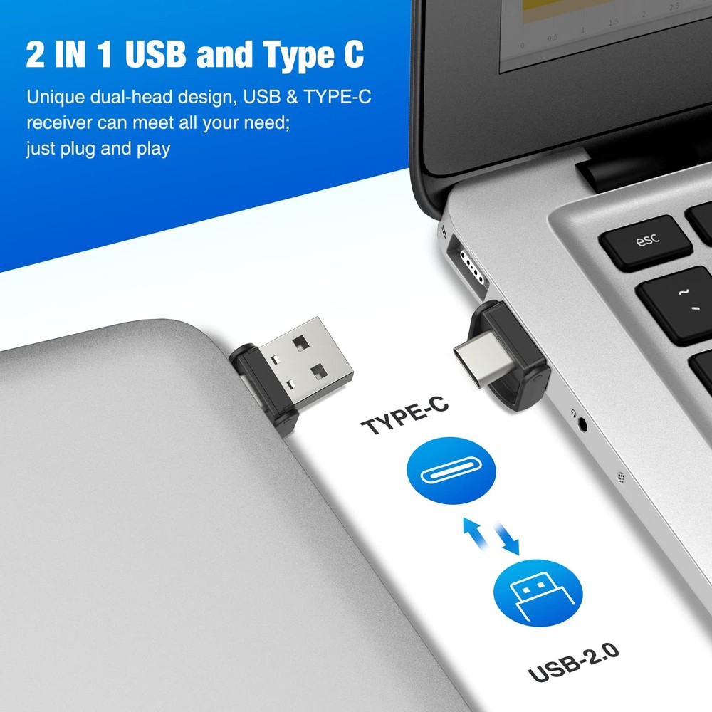 2 in 1 USB Type C Presentation Clicker with Laser Pointer, Wireless Presenter...