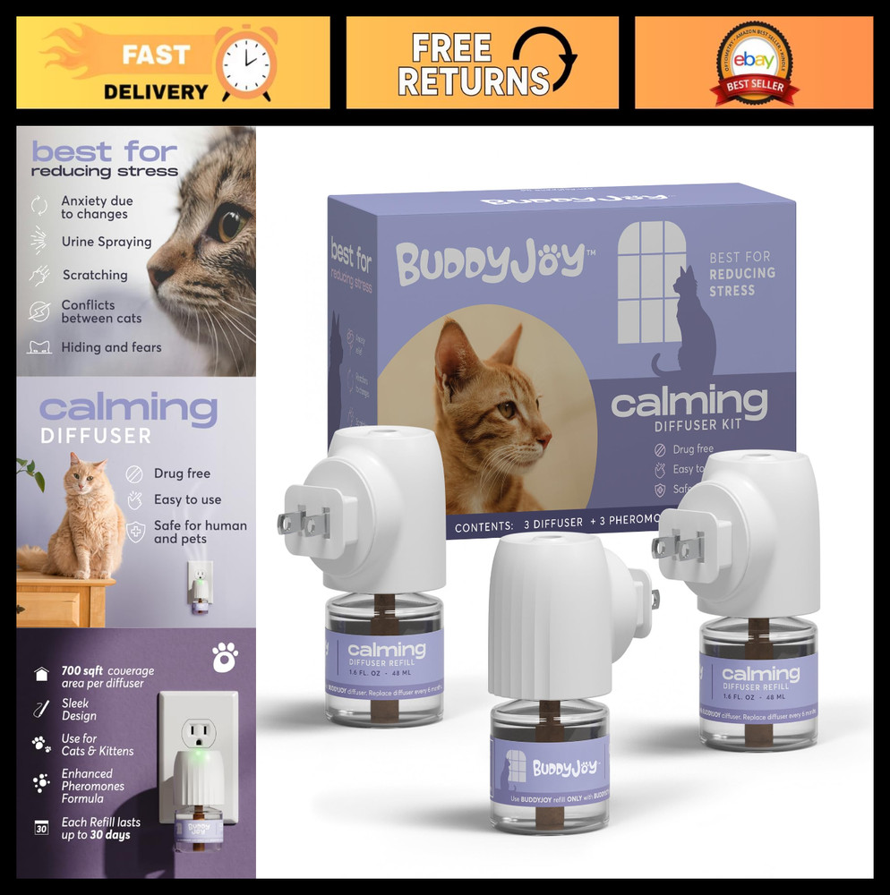 Cat Calming Diffuser Refills - 30-Day Pheromone Formula for Stress Relief & Rela