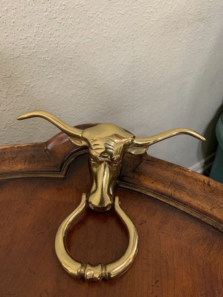 CMC Solid Brass Longhorn Steer Head Door Knocker Handle E854-2