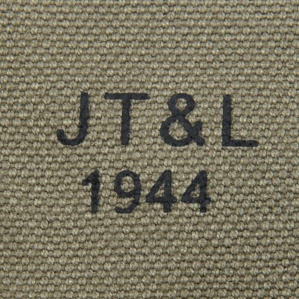 US WW2 Canvas Shotgun Shell Ammunition Pouch Marked JT&L 1944 Dark OD
