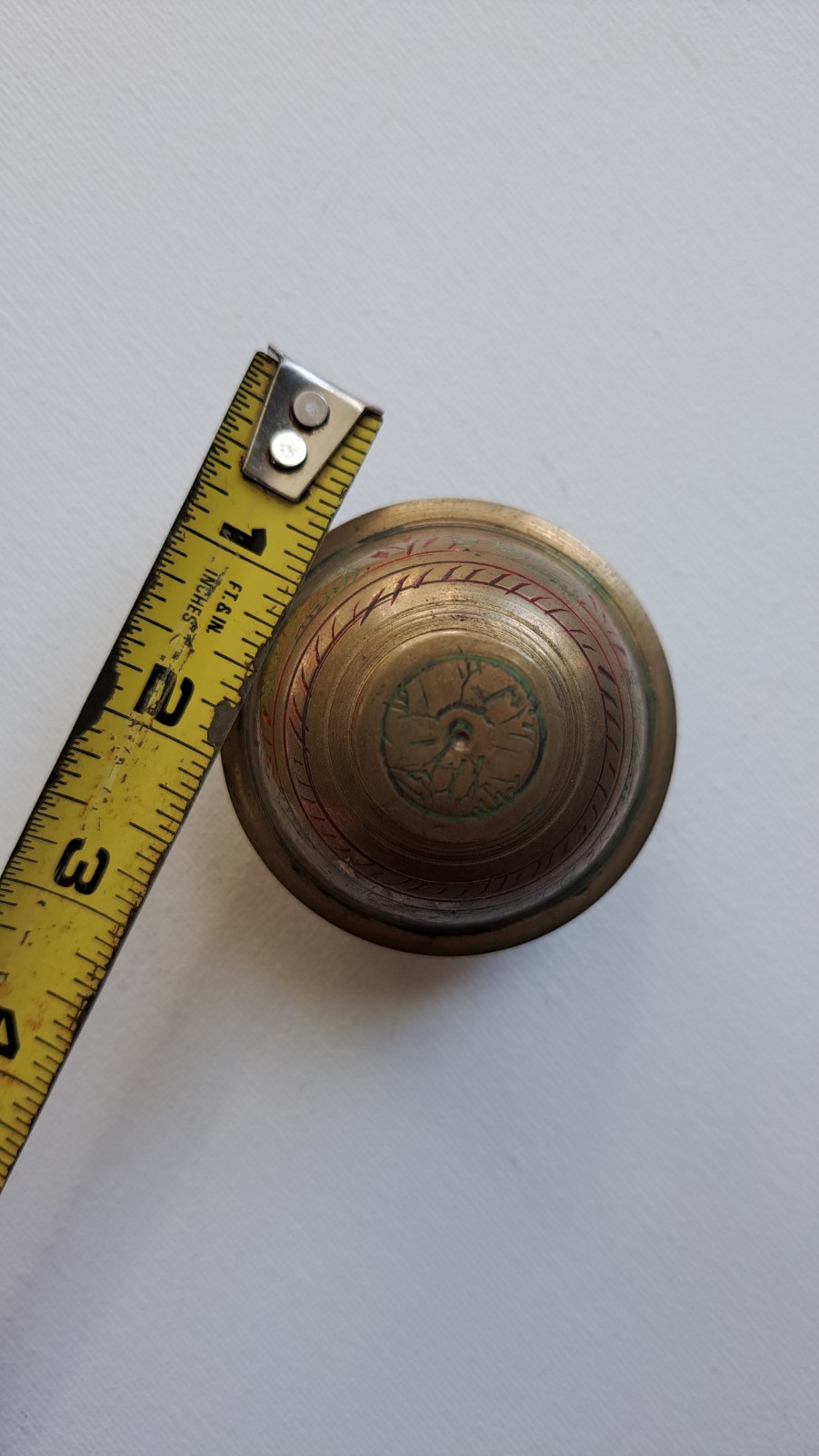 Brass Etched Design Elephant Claw Bell Meditation Temple India Vintage Prayer