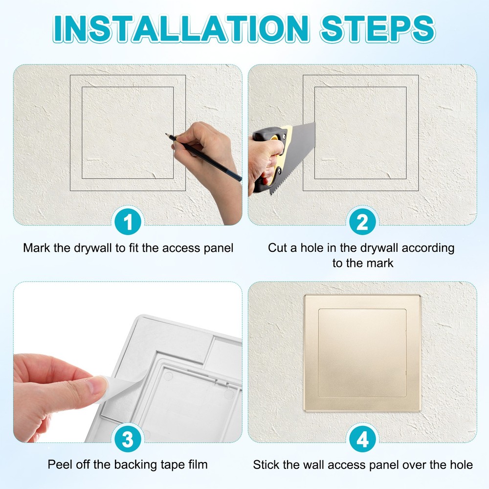 2-Pack Access Panel for Drywall, 6x6" Plastic Removable [Gold Tone, Square]