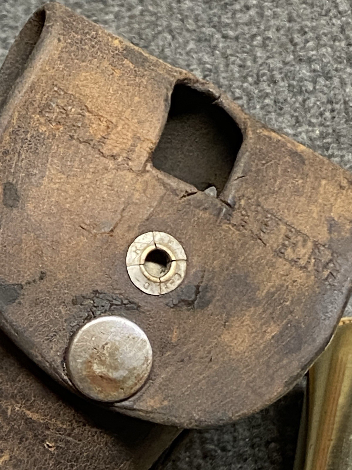 Vintage Bell System 18 Oz Brass Plumb Bob With Leather Sheath And Steel Tip USA