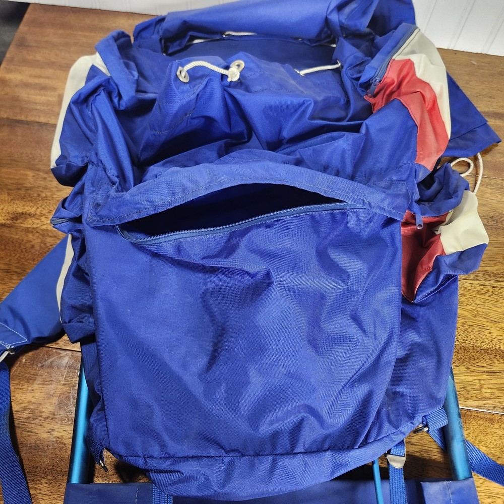 Vintage 1970ish RED, WHITE & BLUE EXTERNAL FRAME BACKPACK