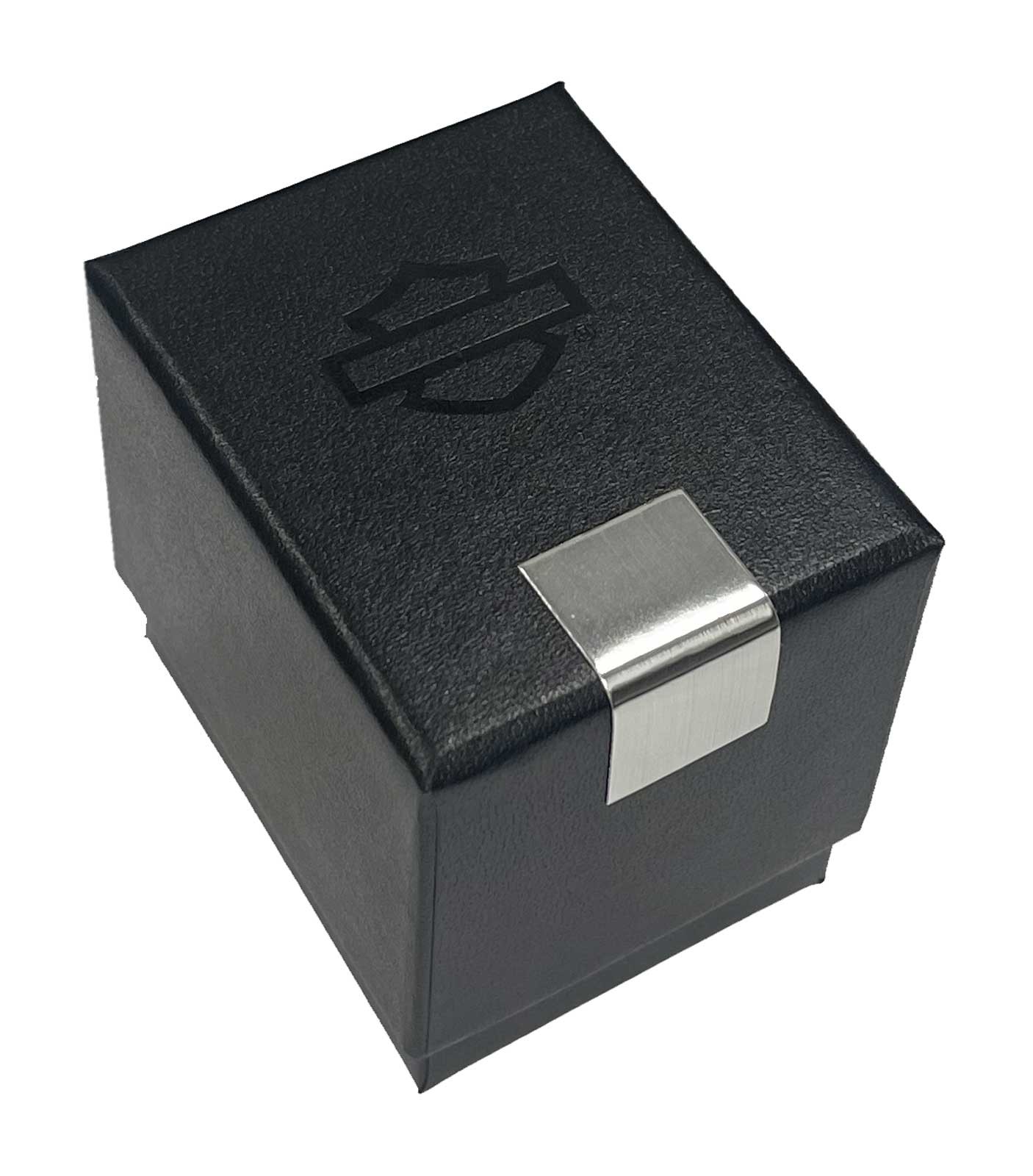 Harley-Davidson Men's Two-Tone Bar & Shield Bolt Stainless Steel Ring, Black