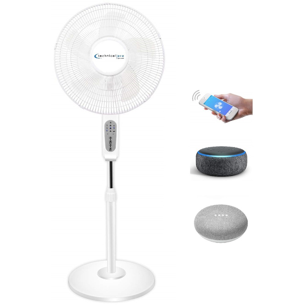 Technical Pro WIFI Enabled 16" Standing Fan, Compatible with Google/Amazon Alexa