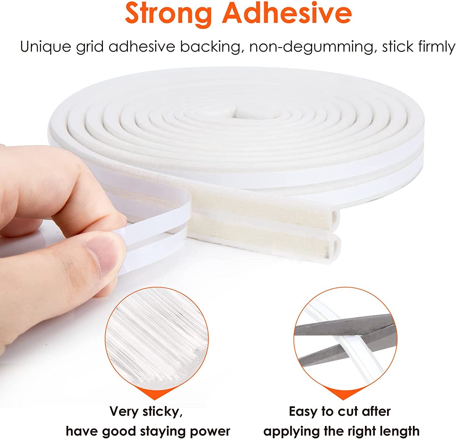 Self-Adhesive Door Window Weather Stripping Insulation Seal Strip White US