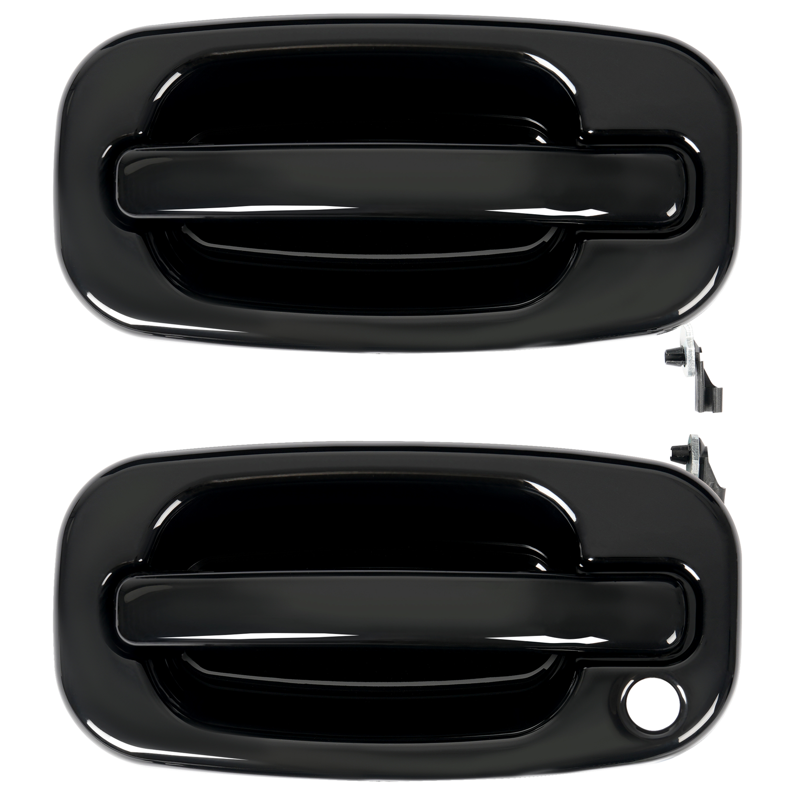 Door Handle Set For Chevy Silverado 1500 1999-2006 Smooth Black Front Outer 2PCS