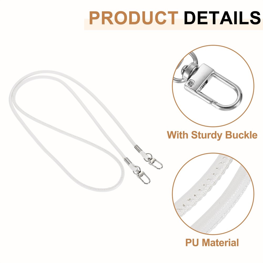 Crossbody Replacement Chain Strap, 120cm Thin Soft PU Strap (White)