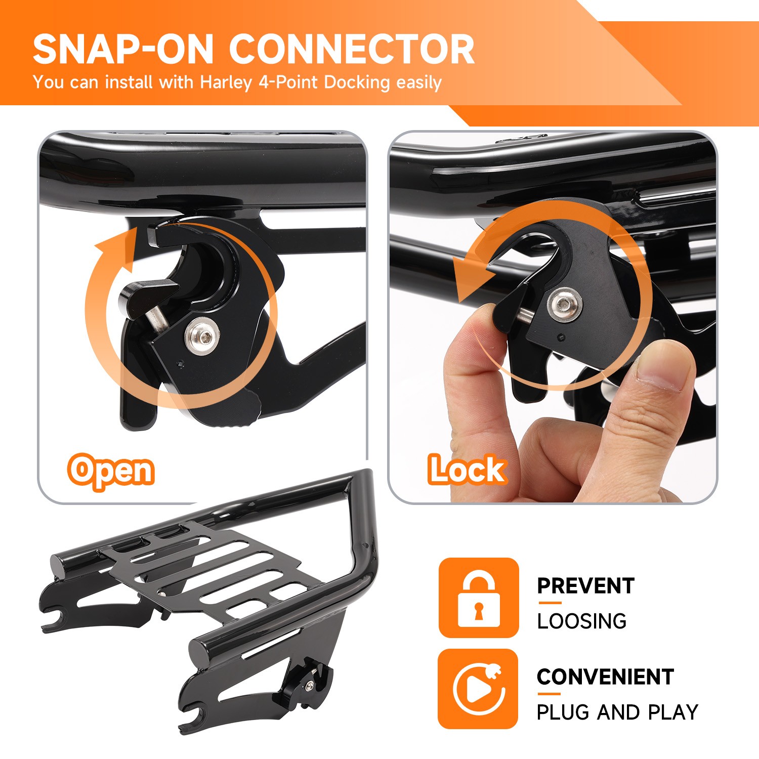 Detachable Two-Up Luggage Rack For Harley 2009-Up Touring Road King Street Glide