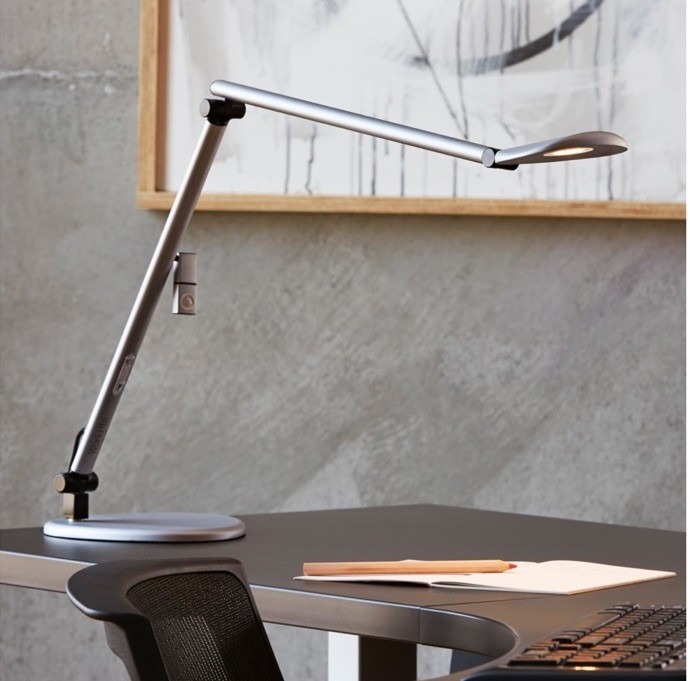 Workrite Astra 3 LED Task Light Motion Sensor Double Arm Dimmable Office Lamp