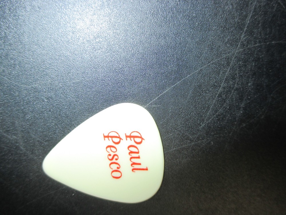 Paul Pesco Guitar Pick-White With Red Lettering