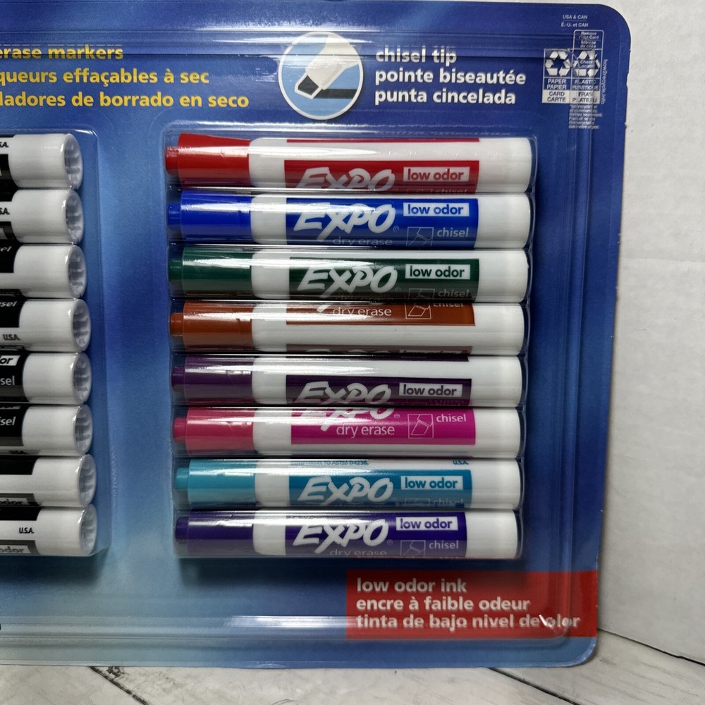 Expo Low Odor Dry Erase Markers, Chisel Tip, Assorted, 16 Count