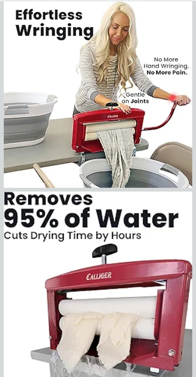 Northwood Calliger Hand Wringer 360 Manual Clothes Wringer Clamp Mount Red