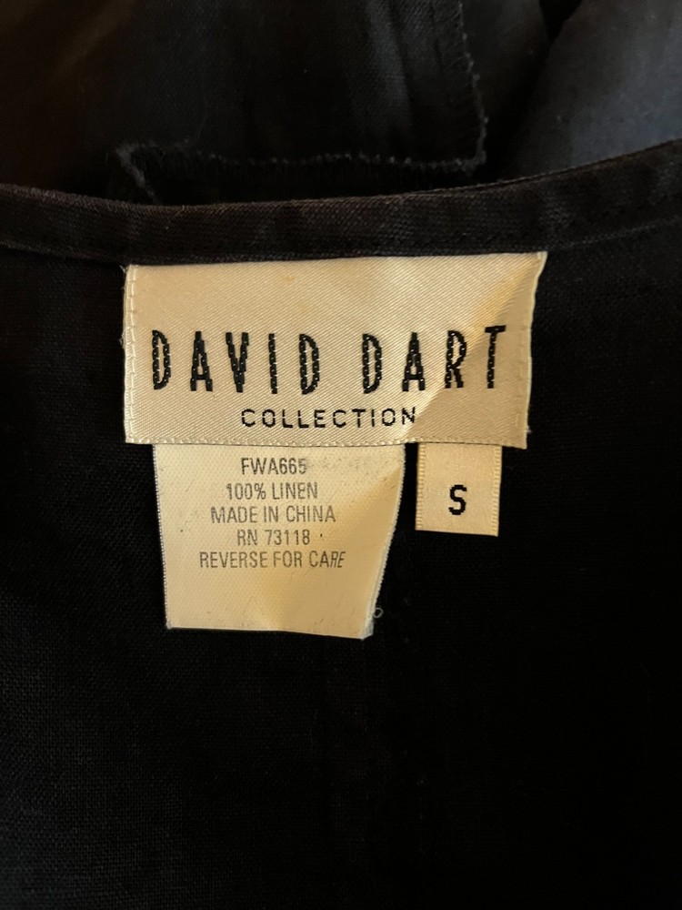 David Dart Size S Button-Front Black Linen Jacket V-Neck