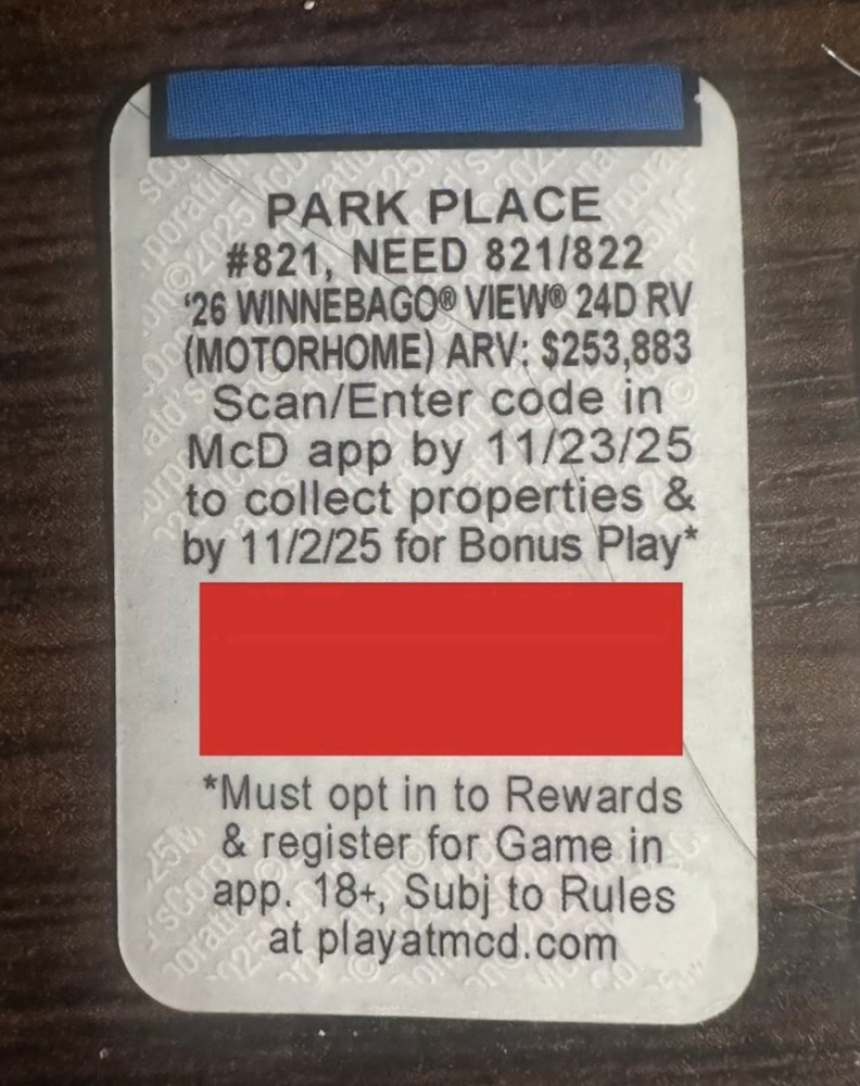 McDonald’s Monopoly Game Stickers