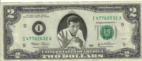 Mohammad Ali with 5x7 plaque $2 Dollar Bill Mint! Rare! $1