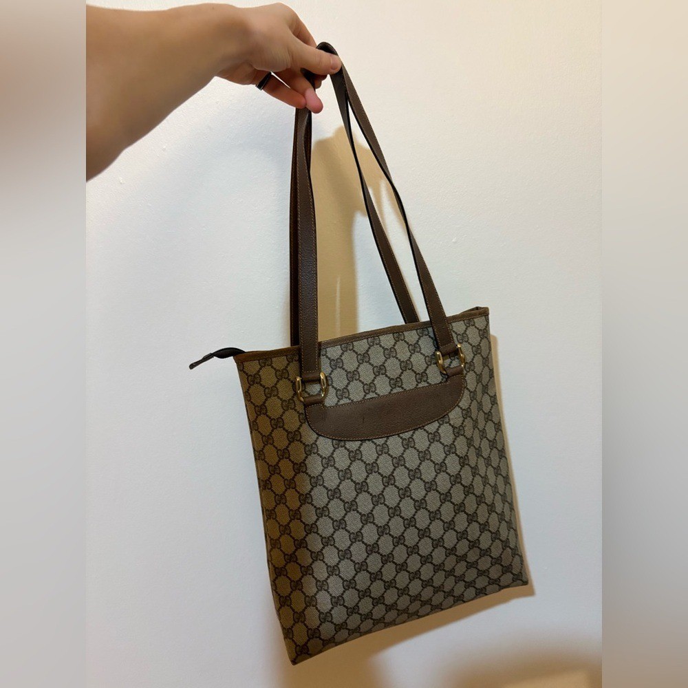 Gucci Beige and Brown Monogram Shoulder Bag