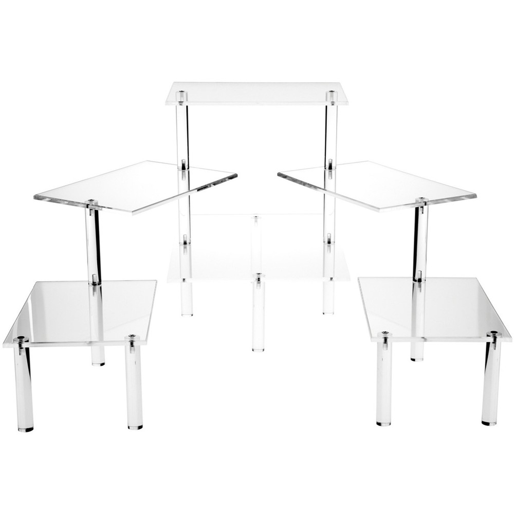 Plymor Clear Acrylic Rectangular 6-Platform Display, 19" H x 61.75" W