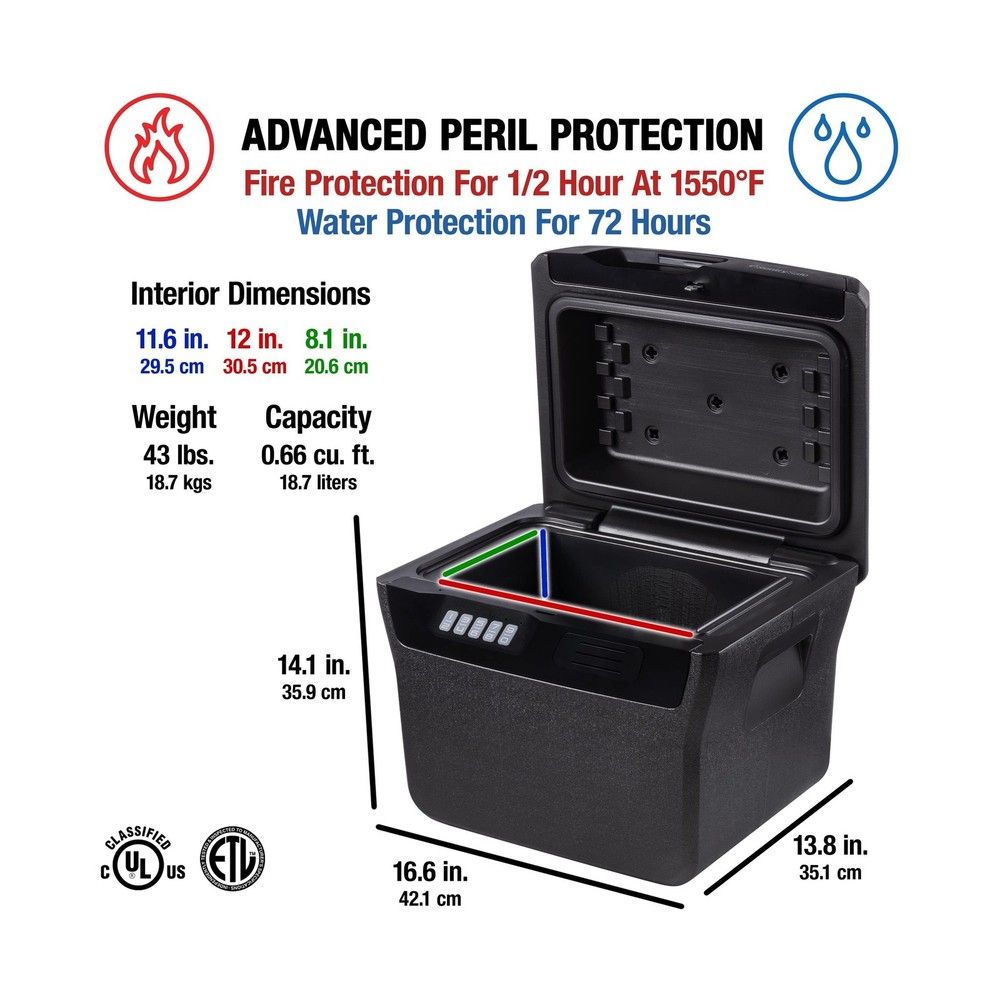 SentrySafe Charcoal Gray Waterproof and Fireproof Safe, Lock Box with Keypad ...
